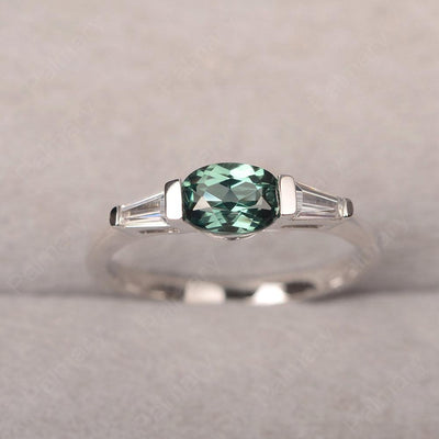 East West Oval Green Sapphire Engagement Ring - Palmary