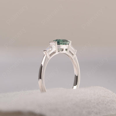 East West Oval Green Sapphire Engagement Ring - Palmary