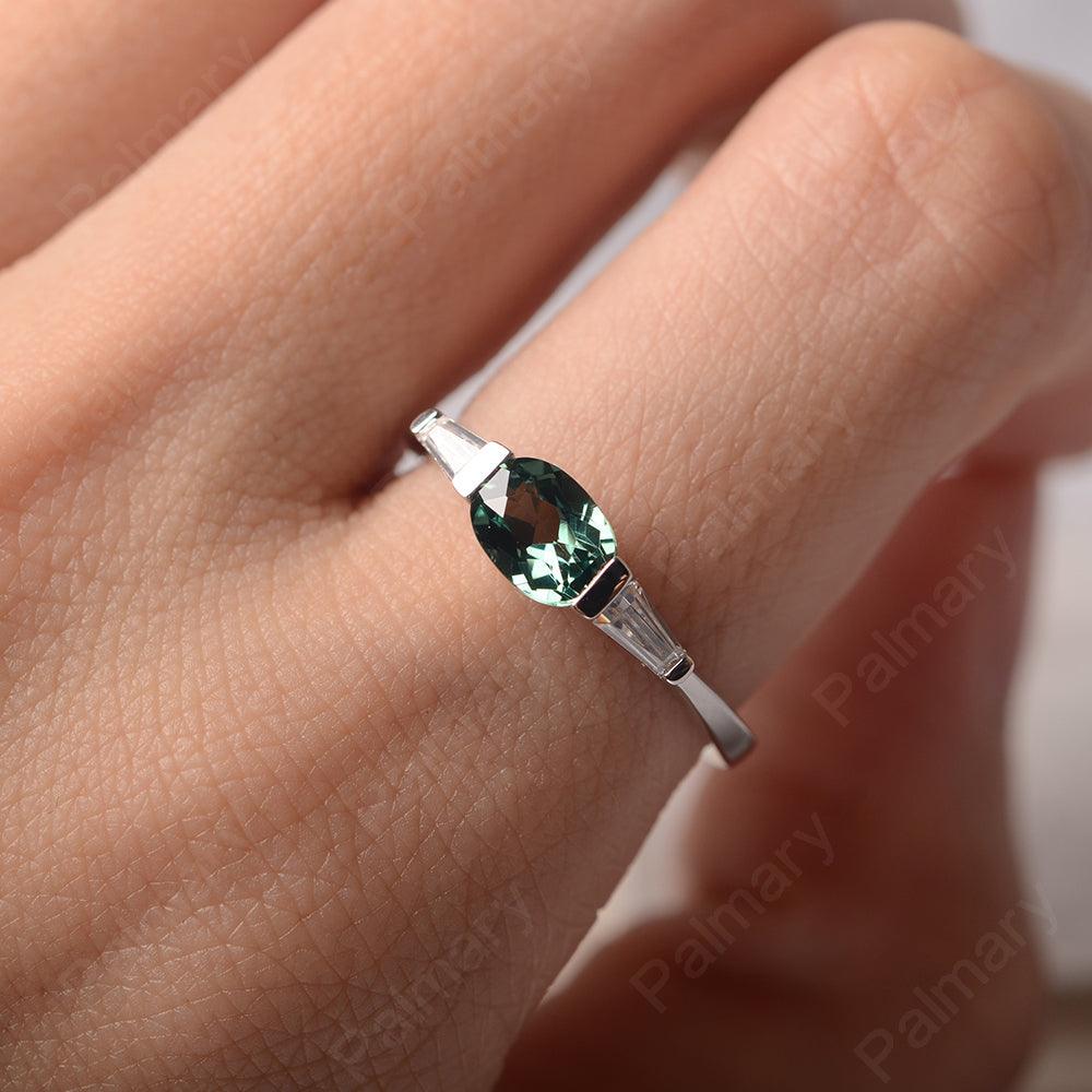 East West Oval Green Sapphire Engagement Ring - Palmary