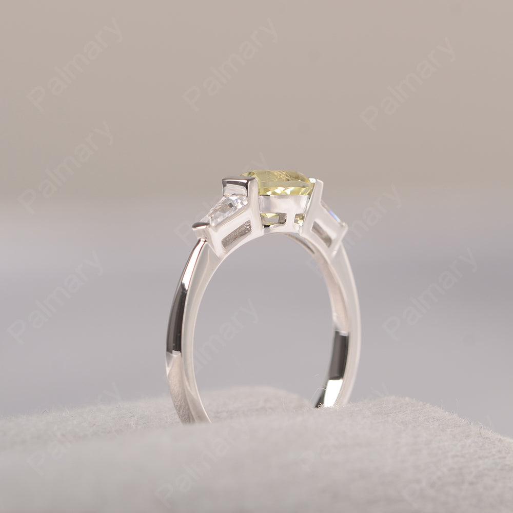 East West Oval Lemon Quartz Engagement Ring - Palmary