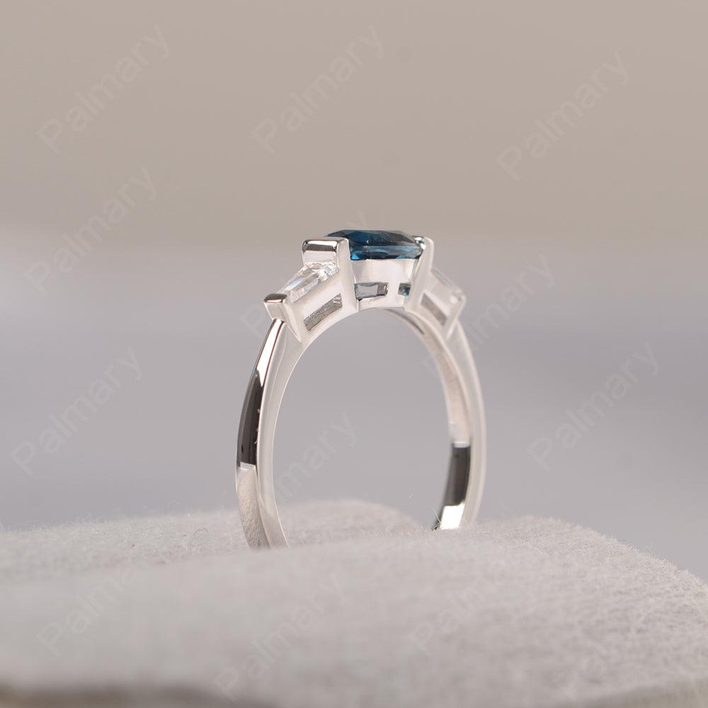 East West Oval London Blue Topaz Engagement Ring - Palmary