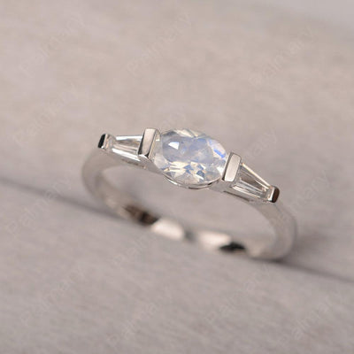 East West Oval Moonstone Engagement Ring - Palmary