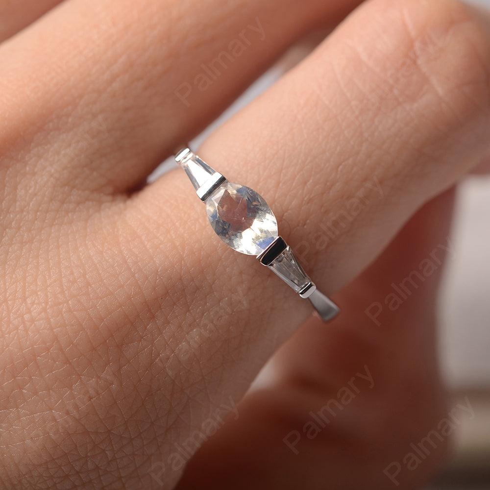 East West Oval Moonstone Engagement Ring - Palmary