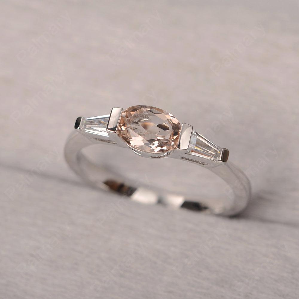 East West Oval Morganite Engagement Ring - Palmary