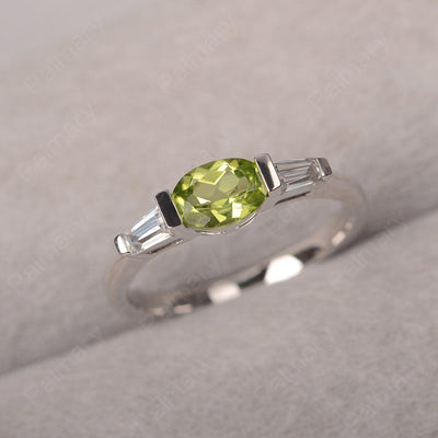 East West Oval Peridot Engagement Ring - Palmary