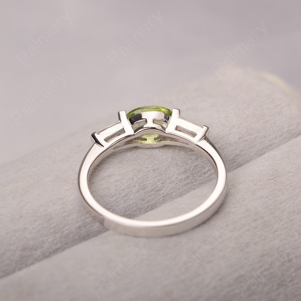 East West Oval Peridot Engagement Ring - Palmary
