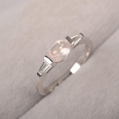 East West Oval Rose Quartz Engagement Ring - Palmary