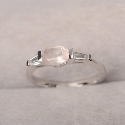 East West Oval Rose Quartz Engagement Ring - Palmary