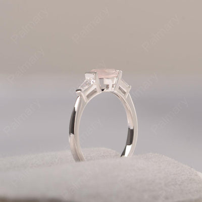 East West Oval Rose Quartz Engagement Ring - Palmary