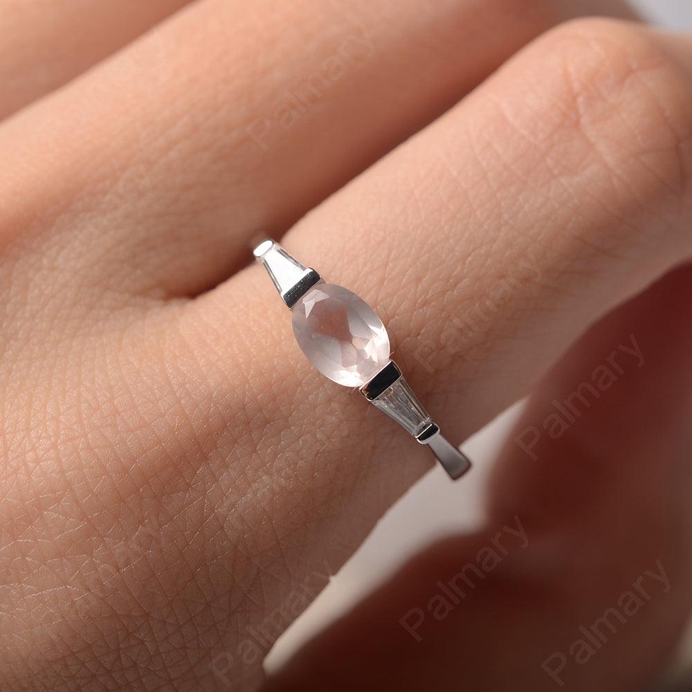East West Oval Rose Quartz Engagement Ring - Palmary