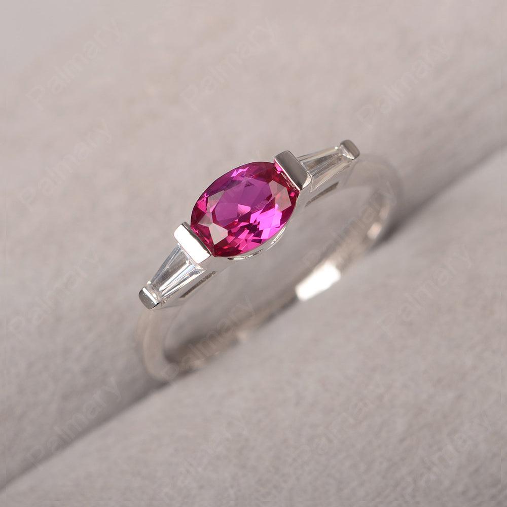 East West Oval Ruby Engagement Ring - Palmary