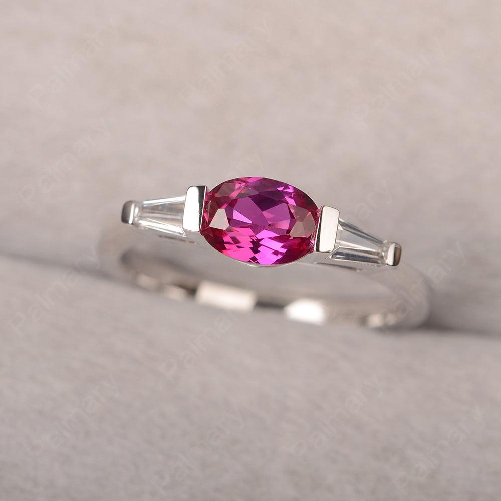 East West Oval Ruby Engagement Ring - Palmary