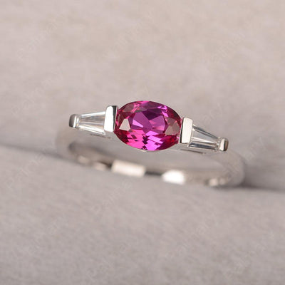 East West Oval Ruby Engagement Ring - Palmary