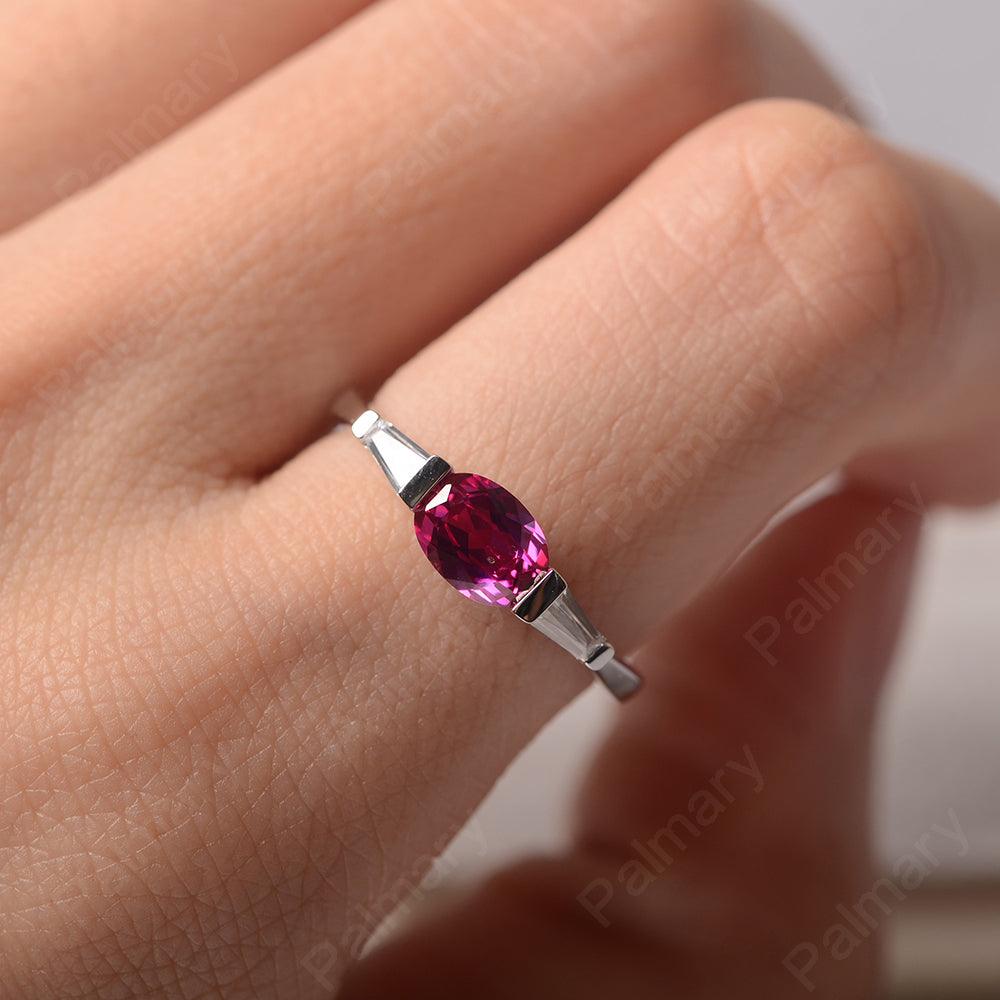 East West Oval Ruby Engagement Ring - Palmary