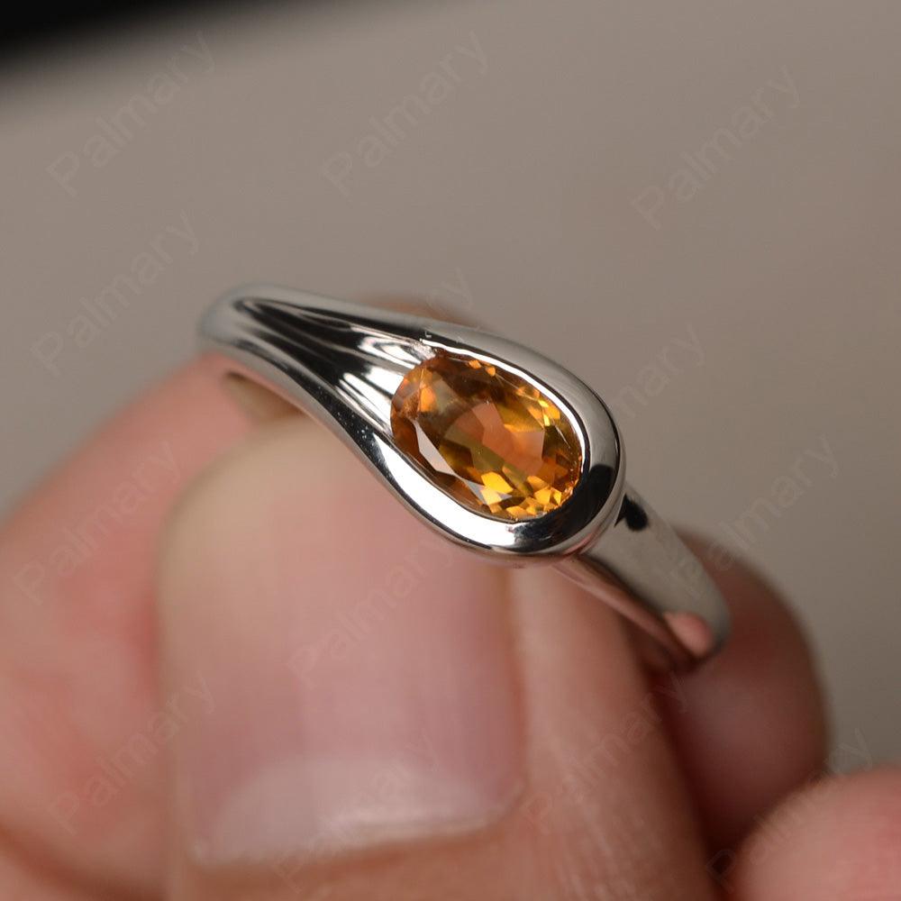 East West Oval Cut Citrine Solitaire Rings - Palmary