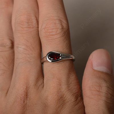 East West Oval Cut Garnet Solitaire Rings - Palmary