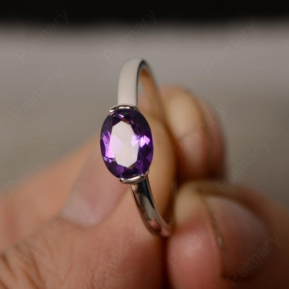 East West Oval Cut Amethyst Rings - Palmary