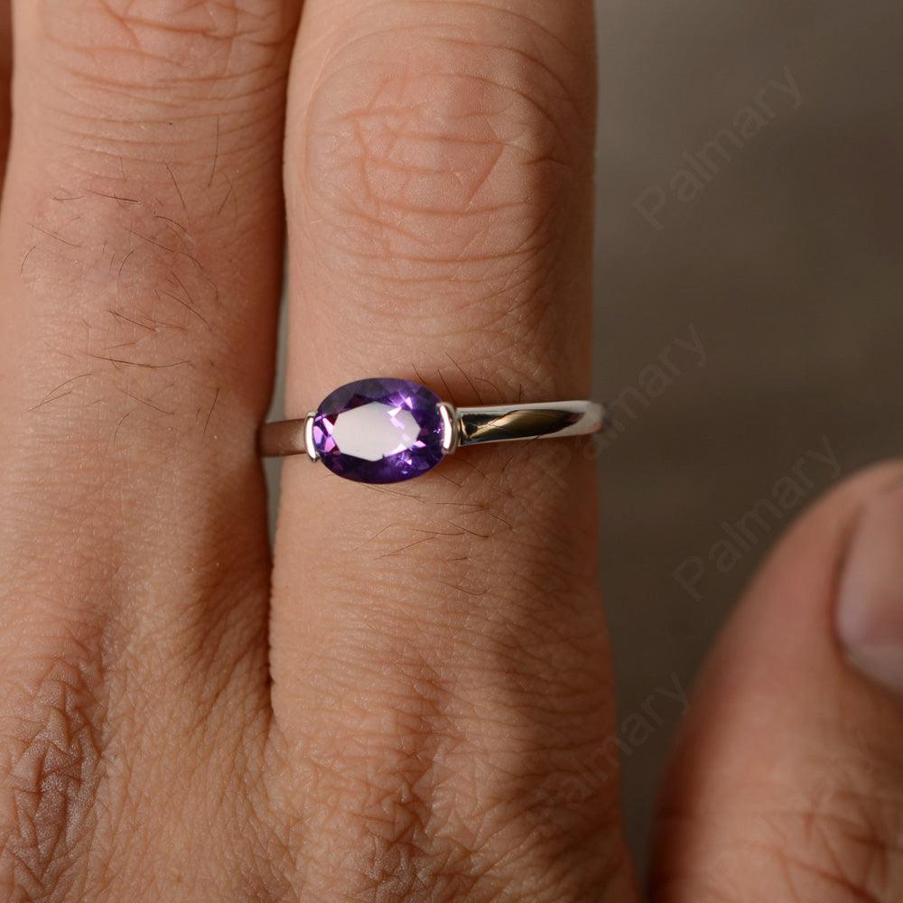 East West Oval Cut Amethyst Rings - Palmary