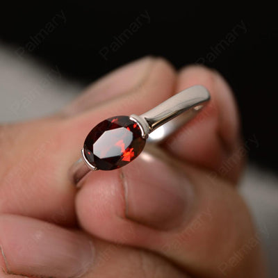 East West Oval Cut Garnet Rings - Palmary