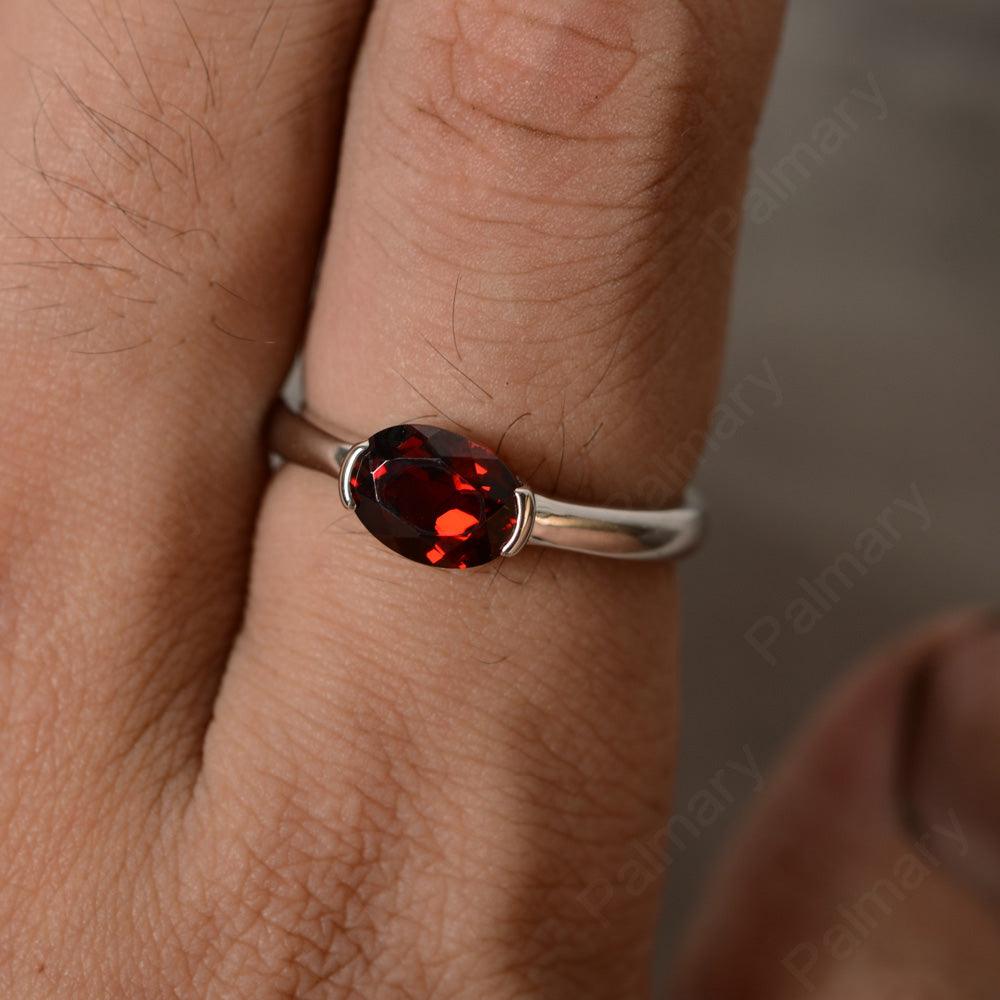 East West Oval Cut Garnet Rings - Palmary