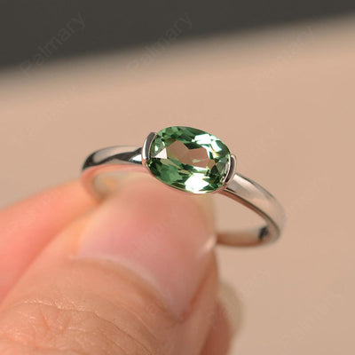 East West Oval Cut Green Sapphire Rings - Palmary
