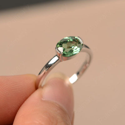 East West Oval Cut Green Sapphire Rings - Palmary