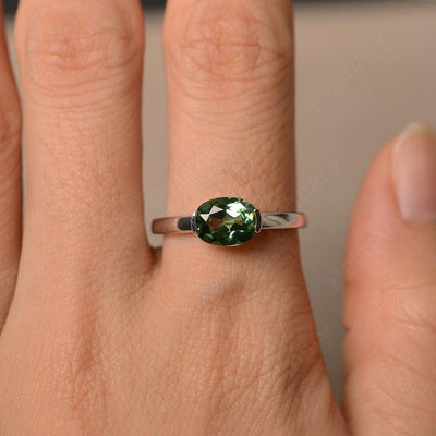 East West Oval Cut Green Sapphire Rings - Palmary