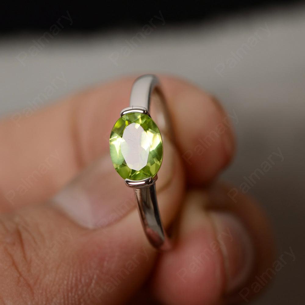 East West Oval Cut Peridot Rings - Palmary