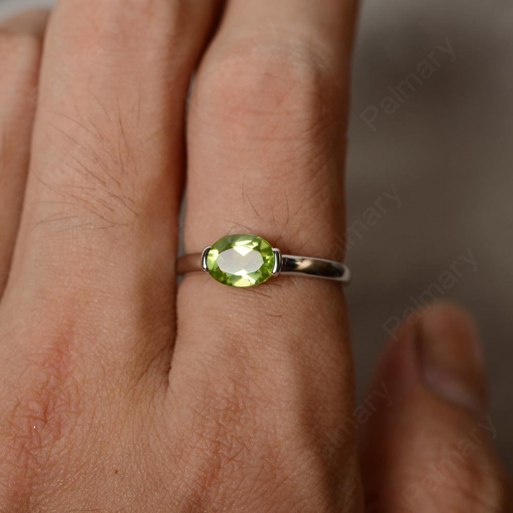 East West Oval Cut Peridot Rings - Palmary