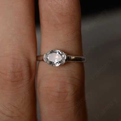 East West Oval Cut White Topaz Rings - Palmary