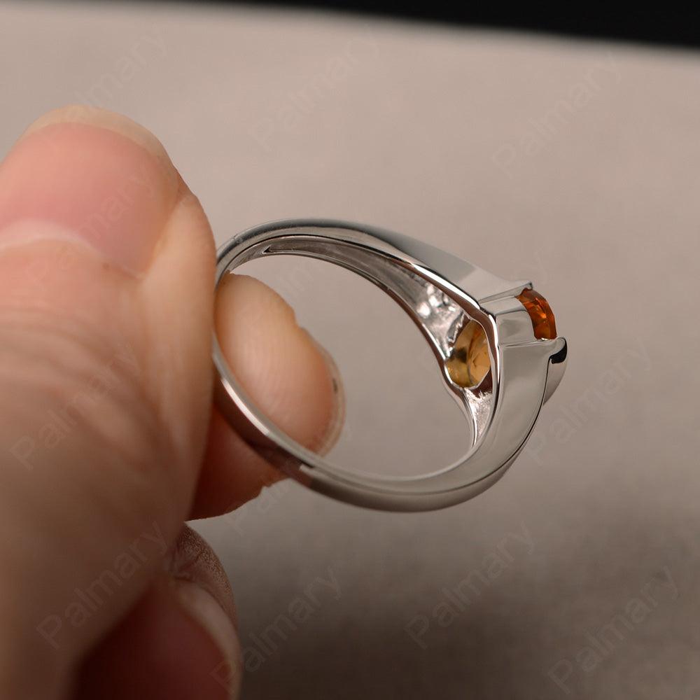 Half Bezel Oval Cut Citrine Rings - Palmary