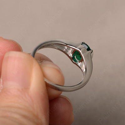 Half Bezel Oval Cut Emerald Rings - Palmary