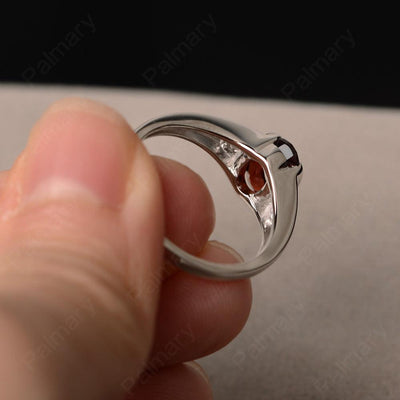 Half Bezel Oval Cut Garnet Rings - Palmary