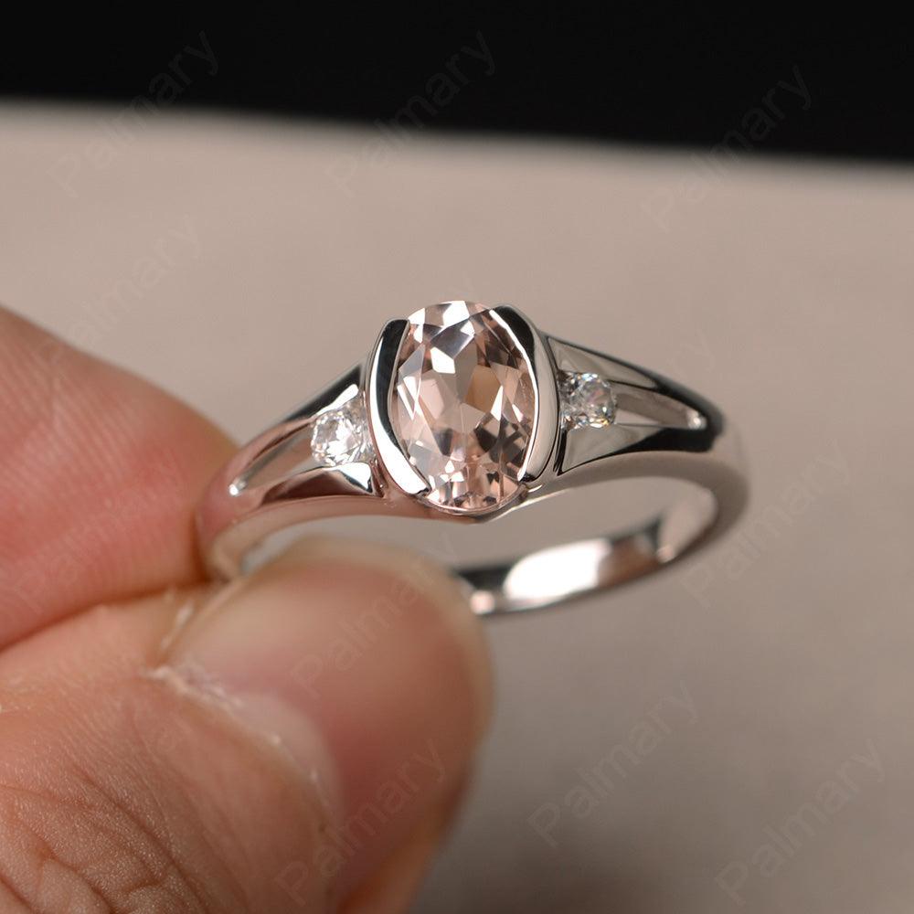 Half Bezel Oval Cut Morganite Rings – Palmary