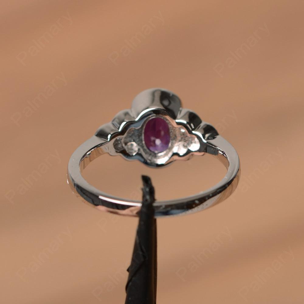 Amethyst Bezel Oval Engagement Ring - Palmary