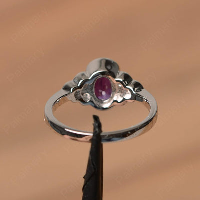 Amethyst Bezel Oval Engagement Ring - Palmary