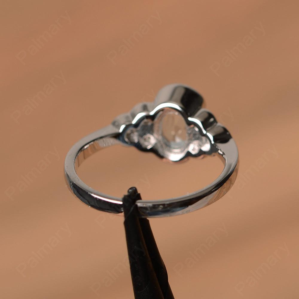 Aquamarine Bezel Oval Engagement Ring - Palmary