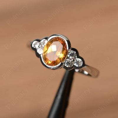 Citrine Bezel Oval Engagement Ring - Palmary