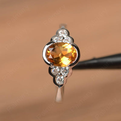 Citrine Bezel Oval Engagement Ring - Palmary