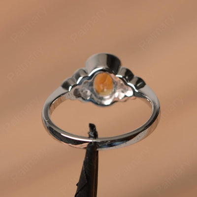 Citrine Bezel Oval Engagement Ring - Palmary