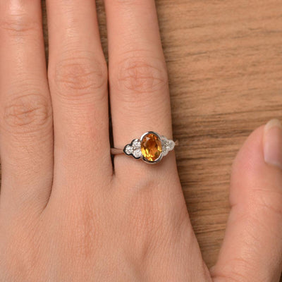 Citrine Bezel Oval Engagement Ring - Palmary