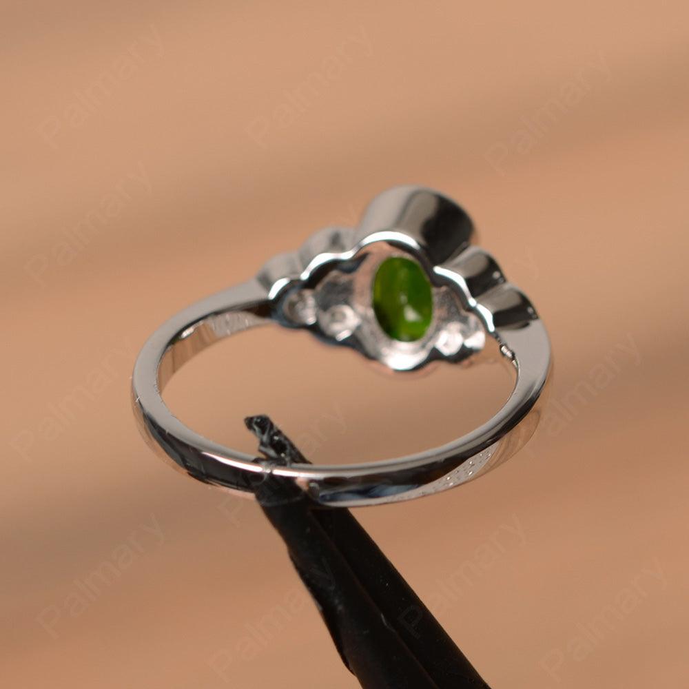 Diopside Bezel Oval Engagement Ring - Palmary