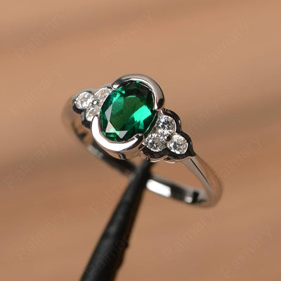Emerald Bezel Oval Engagement Ring - Palmary