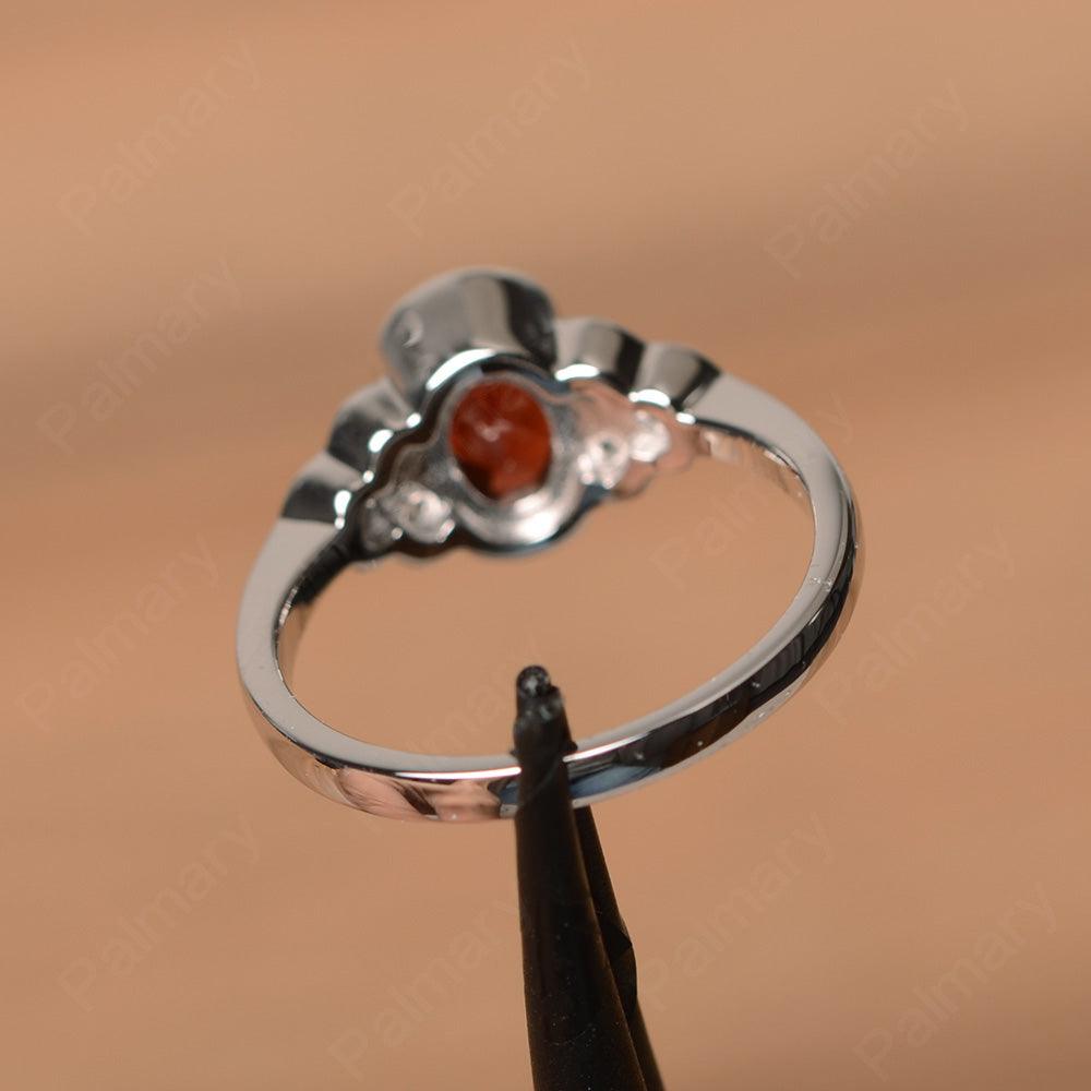 Garnet Bezel Oval Engagement Ring - Palmary