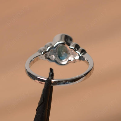 London Blue Topaz Bezel Oval Engagement Ring - Palmary