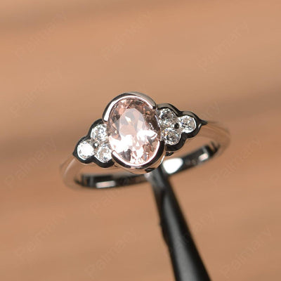 Morganite Bezel Oval Engagement Ring - Palmary