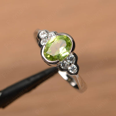 Peridot Bezel Oval Engagement Ring - Palmary