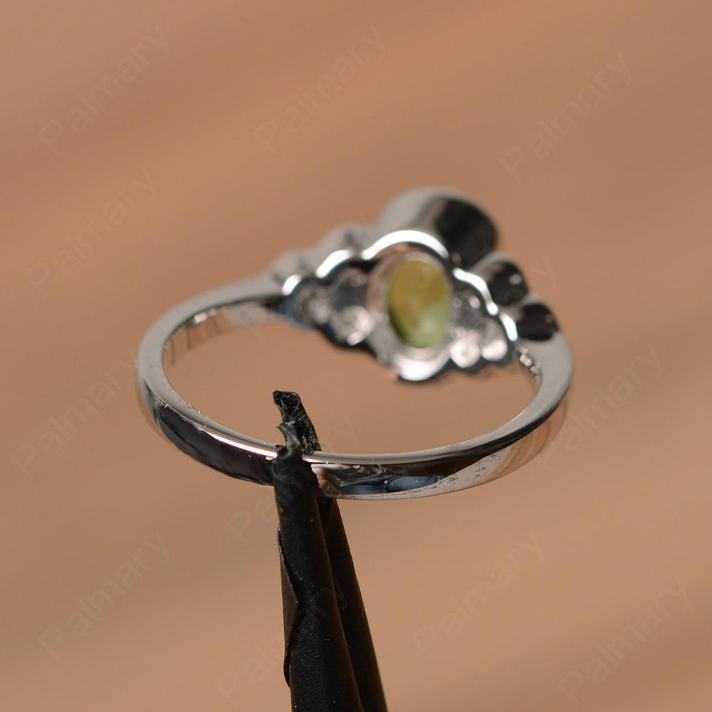 Peridot Bezel Oval Engagement Ring - Palmary