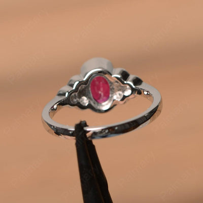 Ruby Bezel Oval Engagement Ring - Palmary