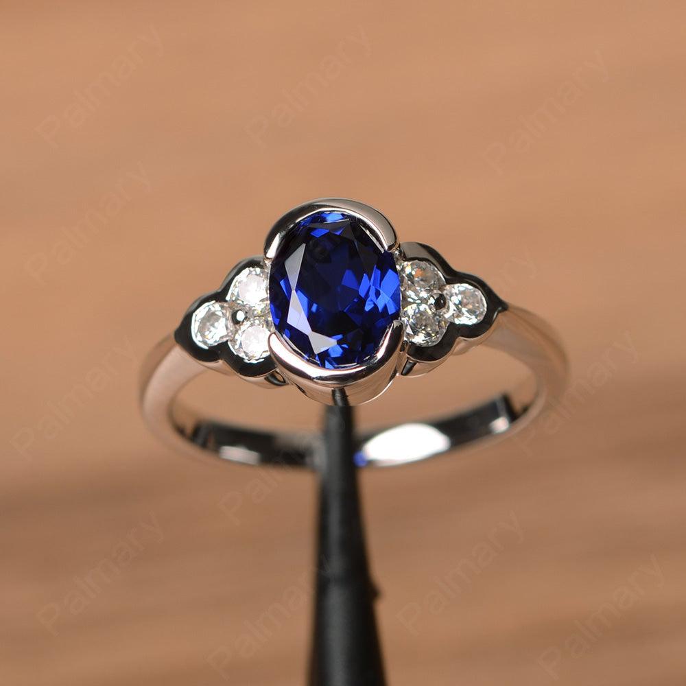 Sapphire Bezel Oval Engagement Ring - Palmary